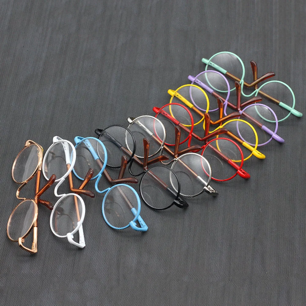 Dolls Clear Lens Round Frame Miniature Eyewear Eye Glasses Girl Toy Photo Props Toy Parts Dress up Accessories Doll Accessories