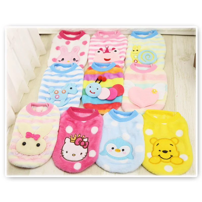 Pet Clothes Dog Clothes Flannel Warm Cartoon Series Cloth Paste Pet Dog Cat Clothes