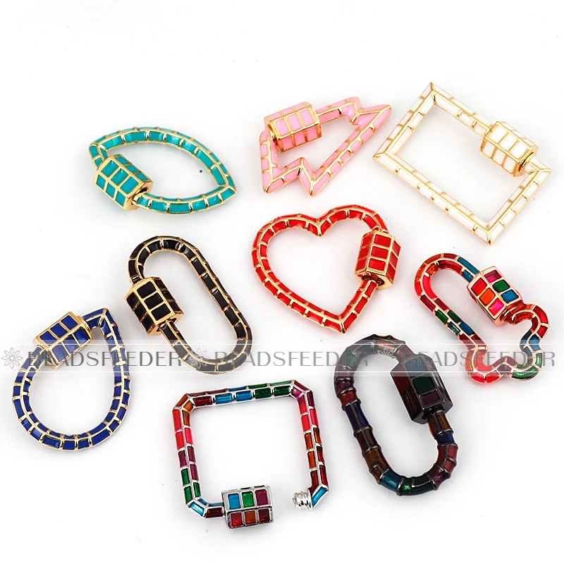 Heart teardrop pear eyes square shape screw on buckle clasp hooks ,fashion trendy handmade jewelry findings