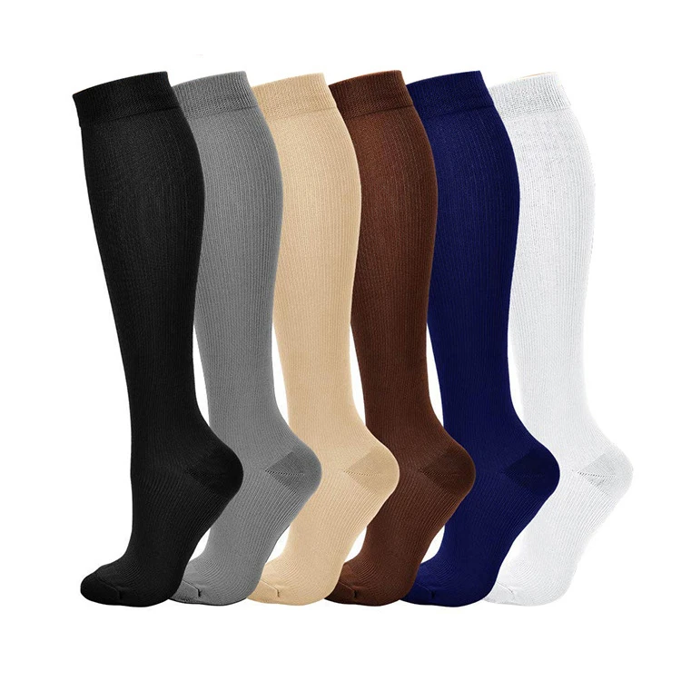 HYSAIXIA brand Solid Color Unisex Compression Cocks Men Women Gray Black Blue Brown Bhite Apricot 15-20mmhg