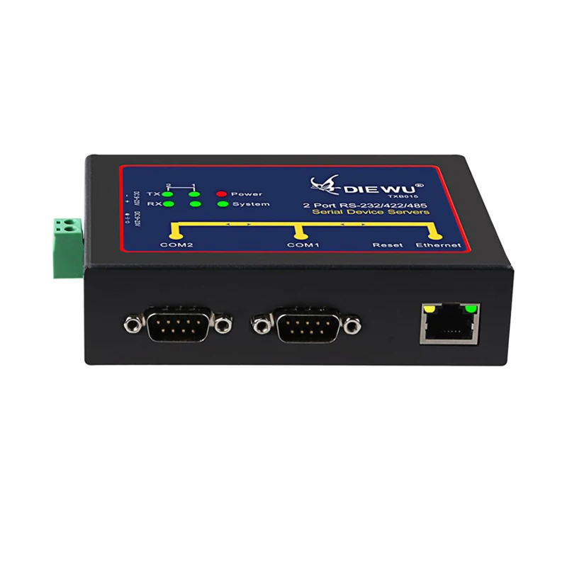 

DIEWU Industrial 2 Ports RS232/422/485 Serial Device Server Converter Support VCOM/TCP Server/ TCP Client/UDP mode