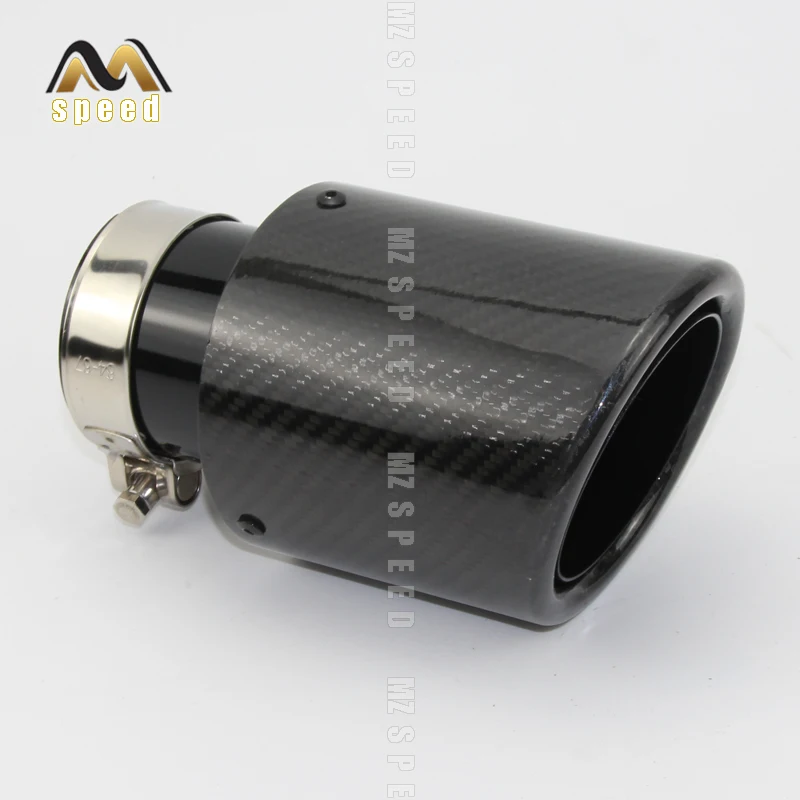 Car accessories exhaust muffler tail-throat universal flanged bright carbon fiber black stainless steel for BMW E46 E90