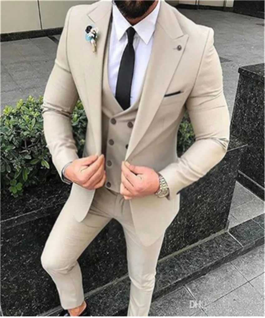 

2020 men's suit custom fit men's dress wedding bridegroom best man Suit Tuxedo Suit (jacket + pants + vest)