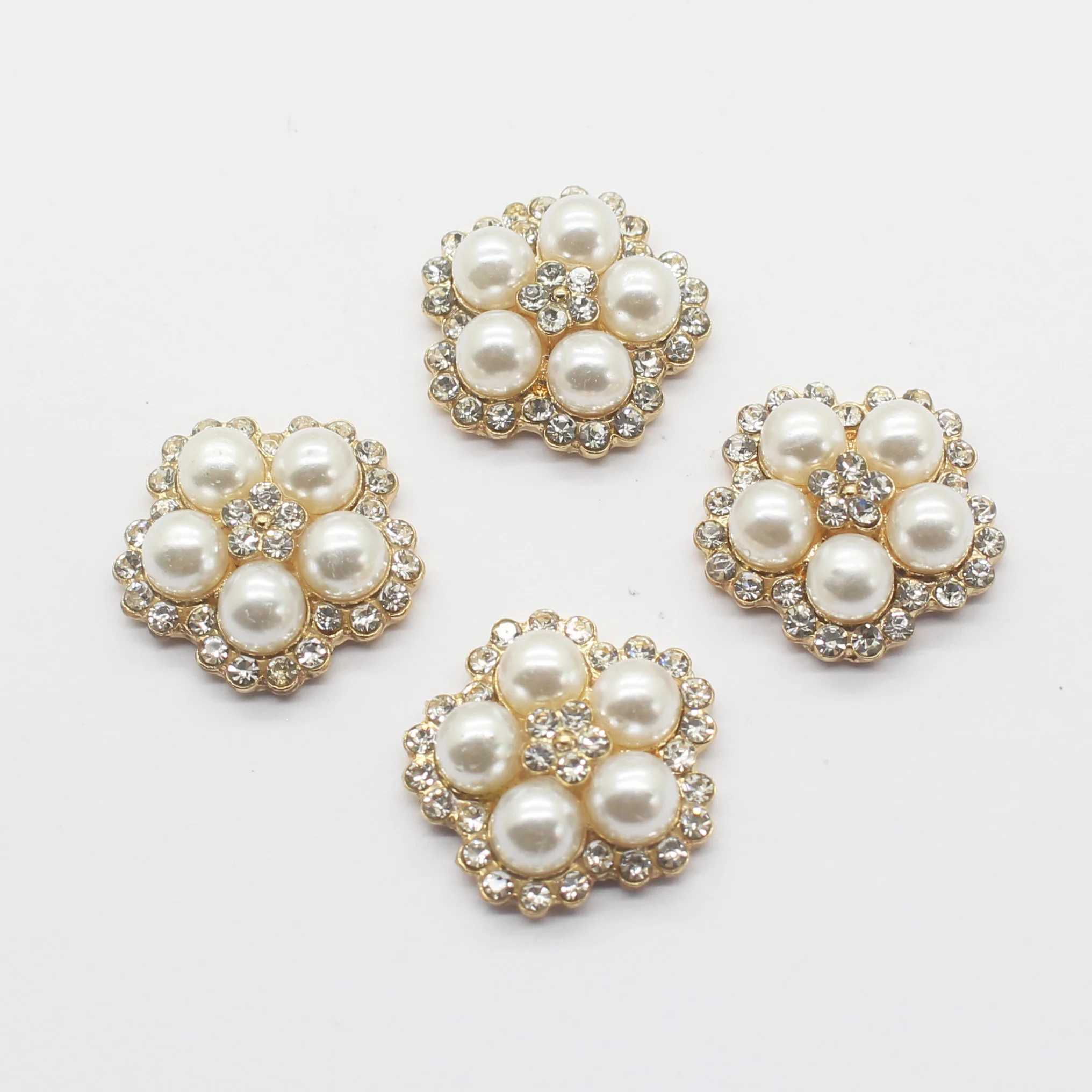 Trend High-end 10pcs 22mm pearl flower crystal button embellished with diamond decoration used DIY jewelry making wedding match