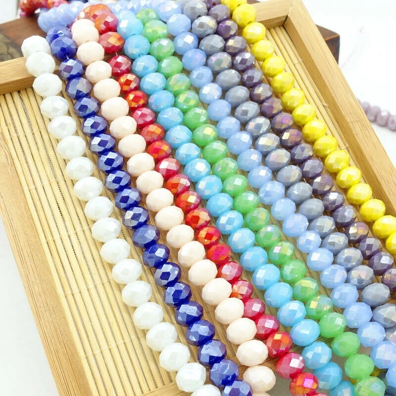 Rondelle Austria Crystal Beads Faceted Glass Beads Loose Spacer Beads For DIY Bracelet Jewelry Making 2mm 3mm 4mm 6mm 8mm 10mm