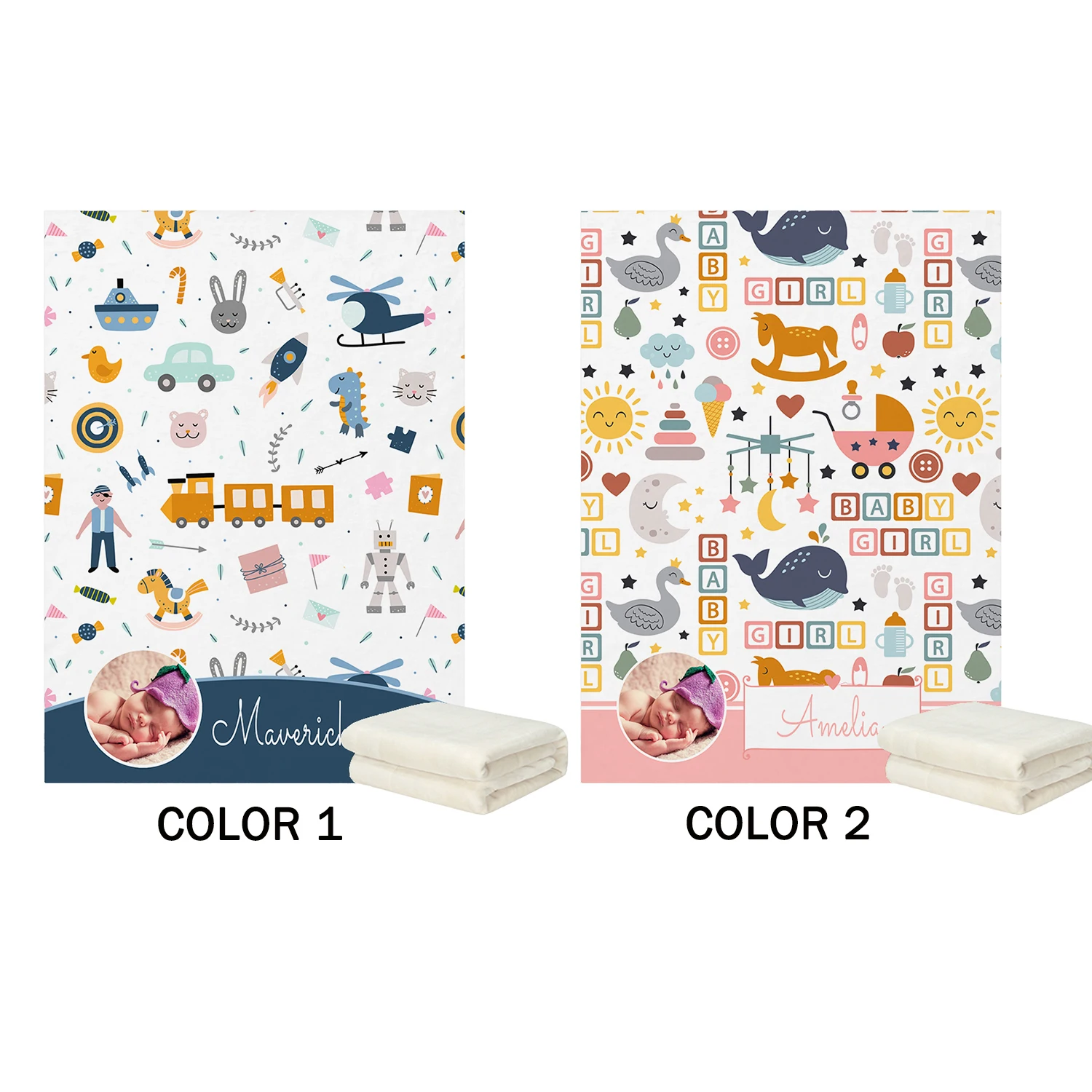 LVYZIHO Cute Baby Photo Pattern Custom Baby Blanket - 30x40 / 48x60 / 60x80 Inches - Fleece Blanket