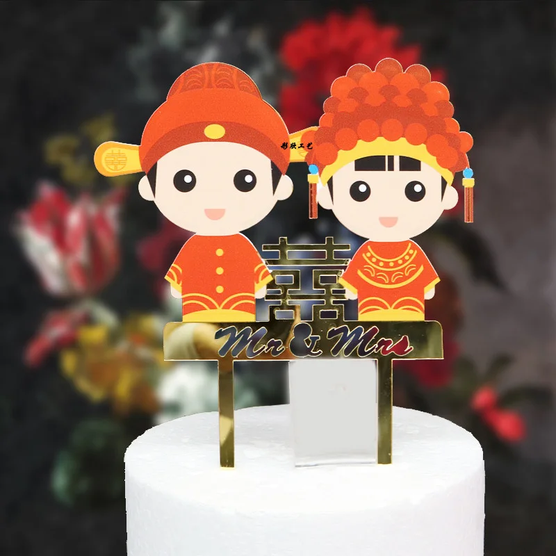 Acrylic Mr&Mrs Wedding Cake Topper Mr Mrs Cake Topper Love Heart Propose Cupcake Topper Flags for Wedding Party Cake Decorations