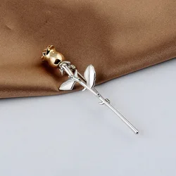 Elegant Metal Gold Silver Color Rose Flower Anti-glare Brooch Cute Cardigan Buckle Collar Clip Pin Accessories