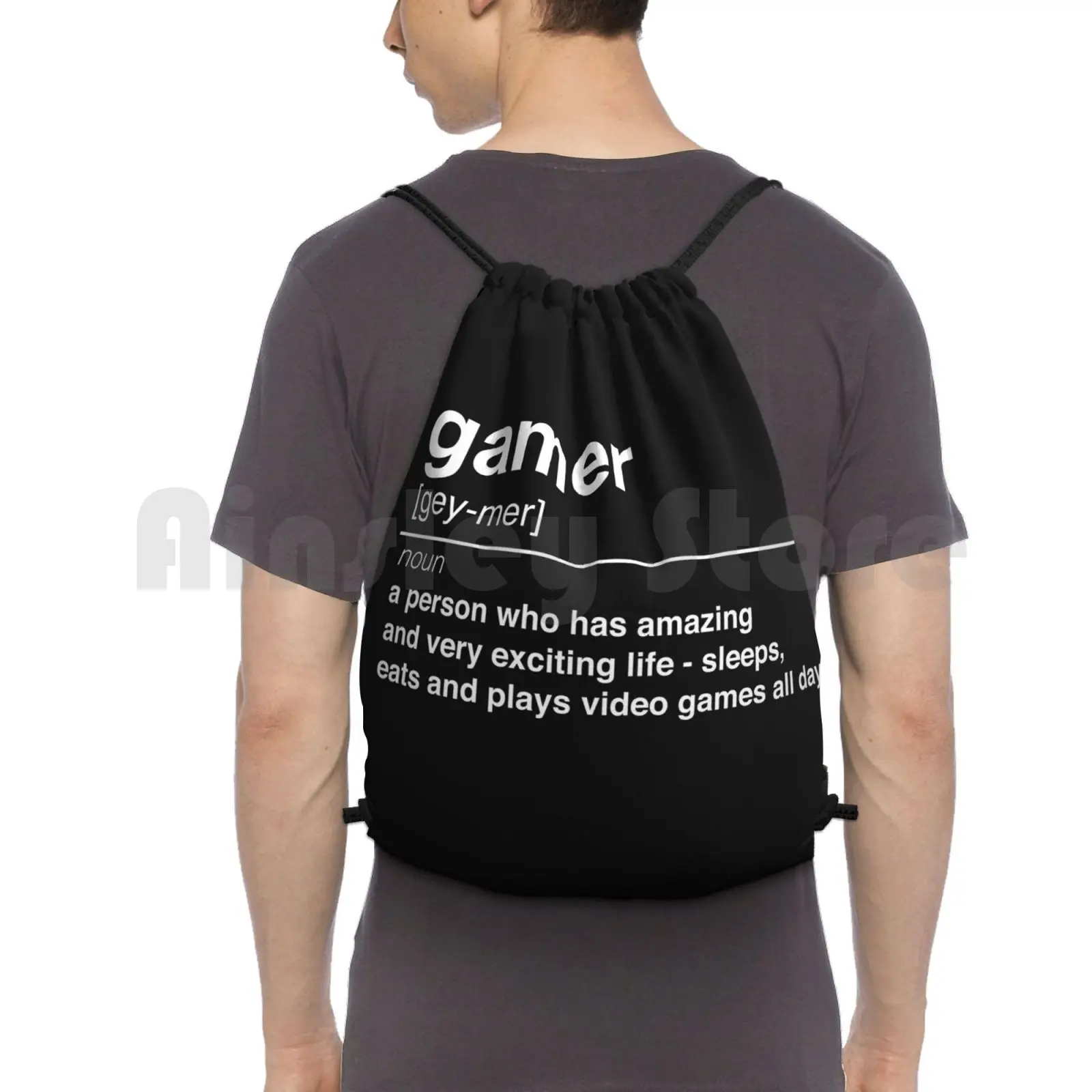 Gamer Definition Backpack Drawstring Bag Riding Climbing Gym Bag Game Gamer Gamers Gaming Pro Gamer Professional Gamer