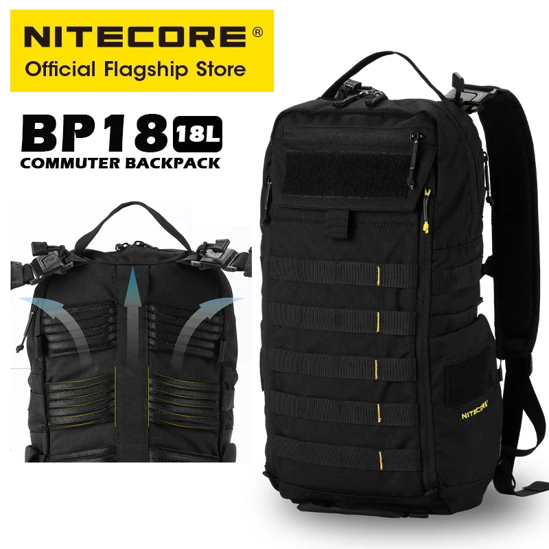 Nitecore 다목적 방수 여행 배낭, 통근 트레킹 낚시 스포츠 군사 전술 500D 나일론, BP18 18L