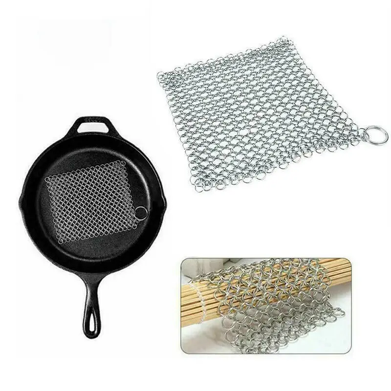 1 Pcs Stainless Steel cleaning brush Finger Cast Iron Cleaner Chain Mail Palm Brush Scrubber Brush Kitchen Wash Tool