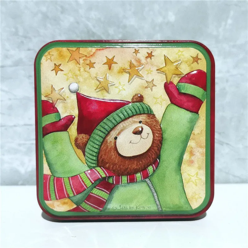 12 Teile/los 3D Cartoon Weihnachten Weißblech Box Platz Lagerung Dosen Candy Fällen Schmuck Container Kleine Geschenk Verpackung Versiegelt Jar