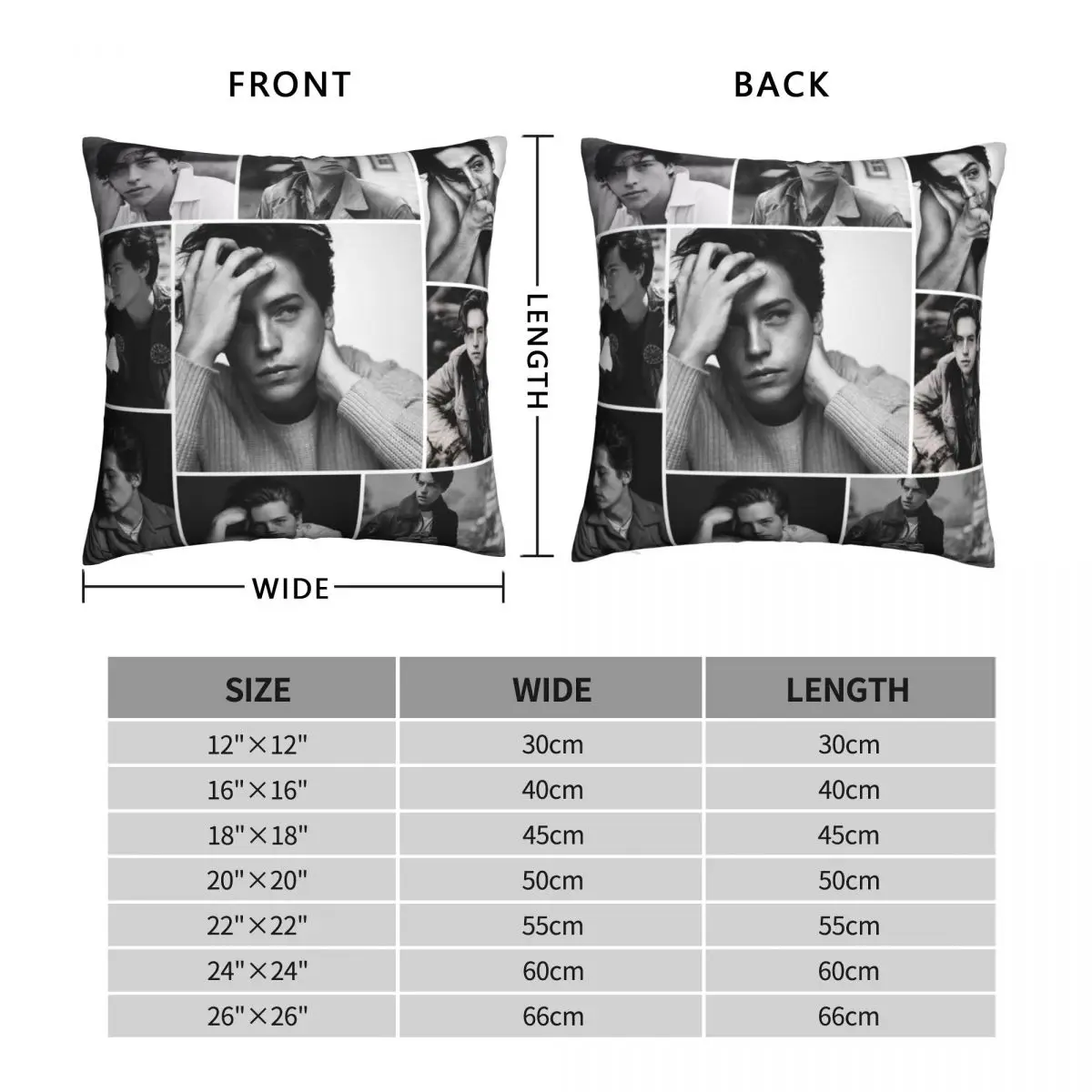 Cole Sprouse Black And White Pillowcase Polyester Linen Velvet Pattern Zip Decor Throw Pillow Case Car Cushion Case