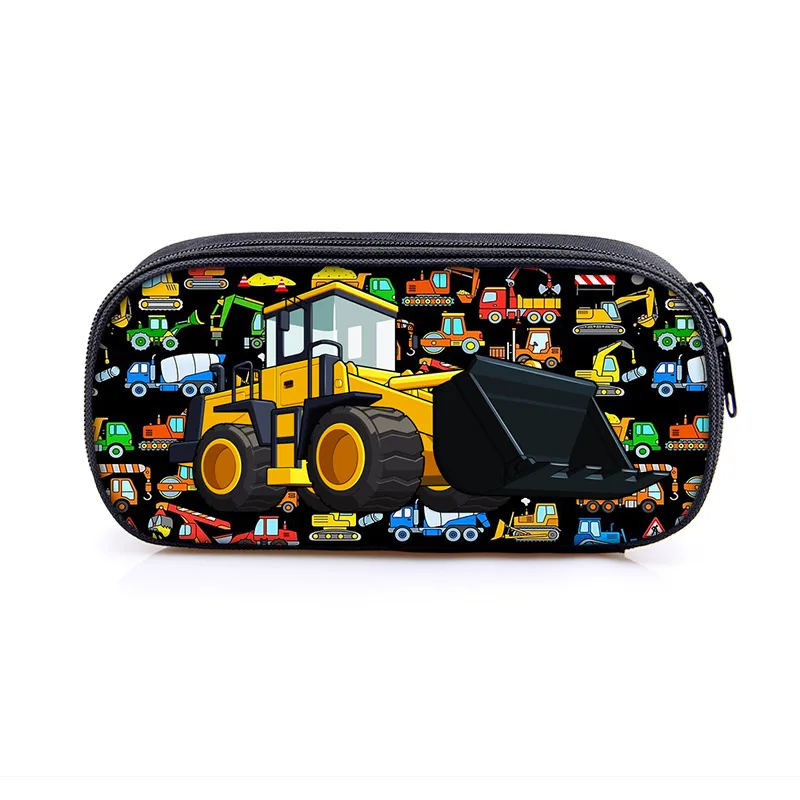 Cartoon Fire Truck Excavator Crane Cosmetic Case Pencil Bag Kids Stationary Bag Engineering Vehicle Pencil Box School Supplies