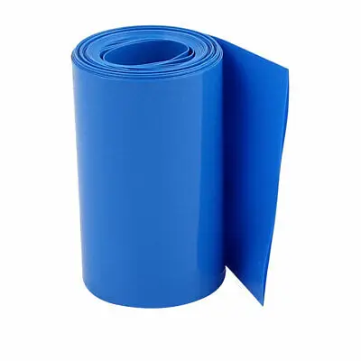 95mm Flat Width 2M Length PVC Heat Shrink Tube Blue for 18650 Battery Pack