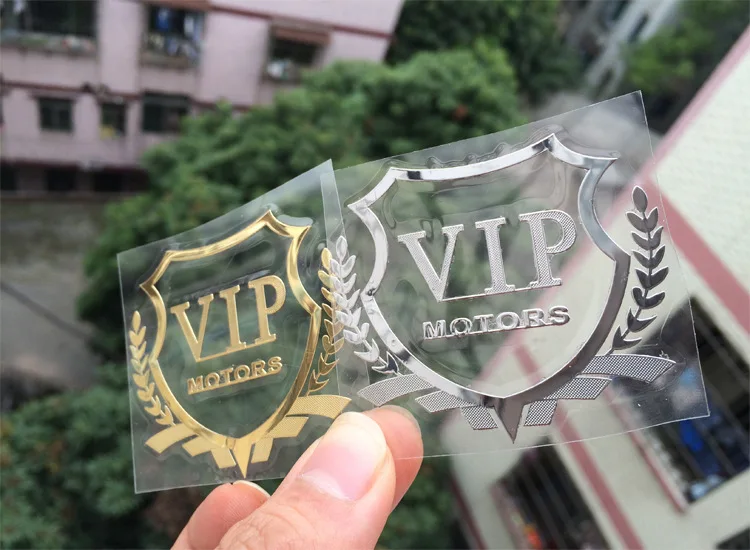 

10pcs VIP MOTORS logo metal nickel car sticker decal Reflective emblem Door Window Body Auto Decor DIY Car styling super sticker
