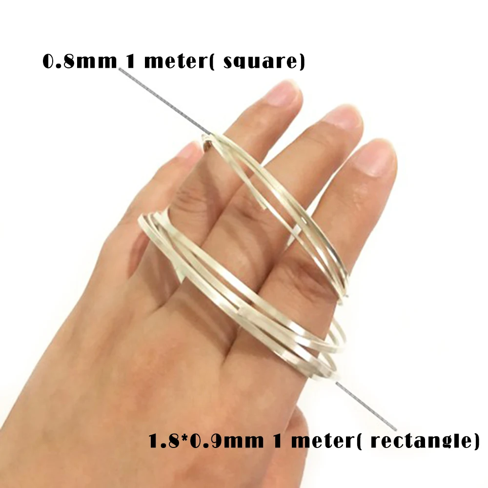 純銀メッキの正方形線,0.6〜1.1mm,DIYジュエリー用