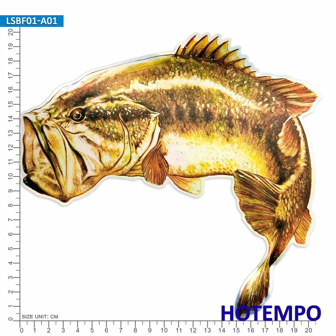 7.87inch 20cm Laser Big Size Fish Golden Largemouth Bass Laptop Motorcycle Car Stickers for Fisherman Fishing Waterproof Sticker