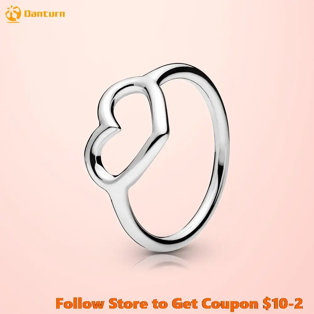 

Danturn New 925 Sterling Silver Ring Polished Open Heart Ring Original 925 Silver European Ring Women DIY Jewelry Making Gift