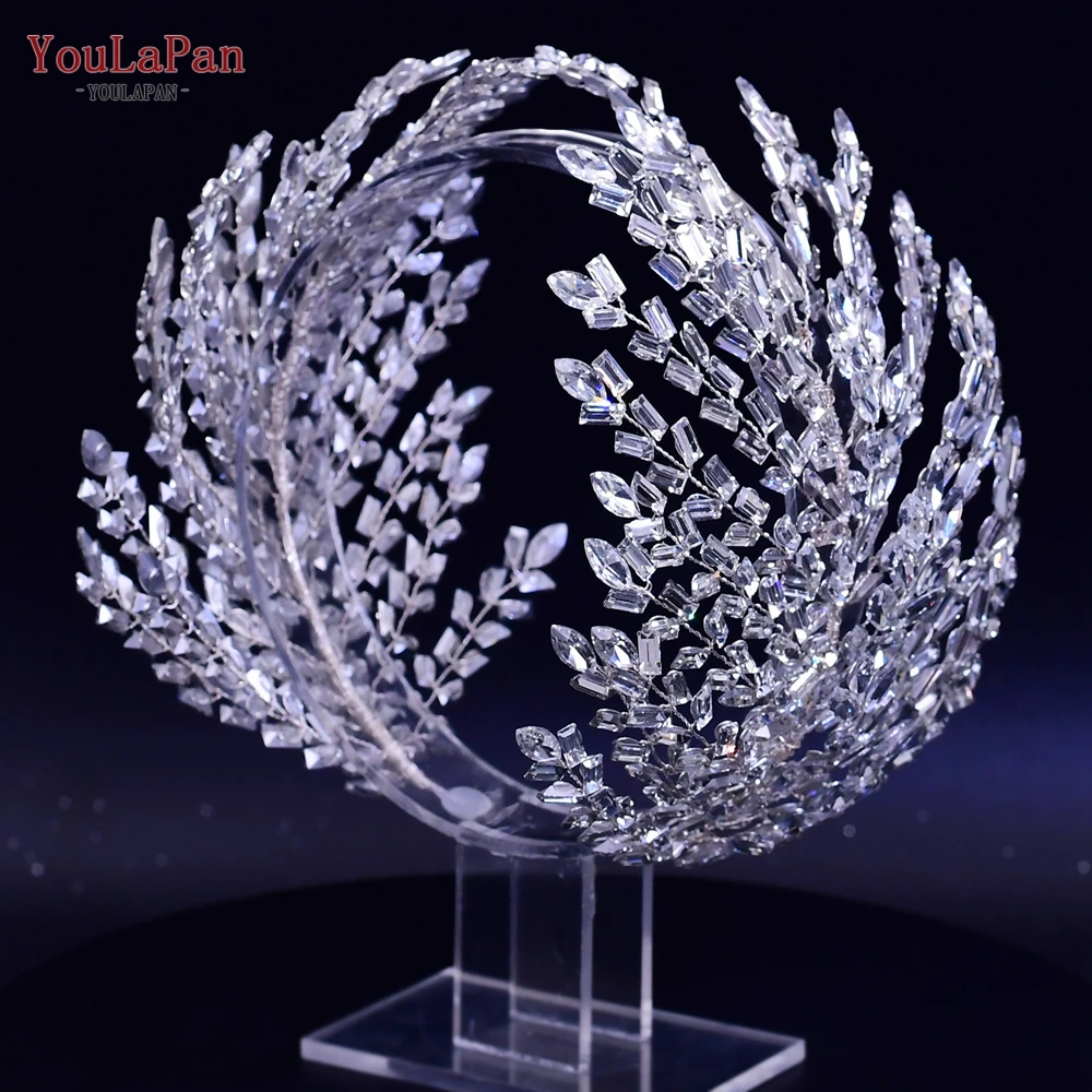 YouLaPan-accesorios para el cabello de cristal plateado para mujer, diadema de diamantes de imitación, joyería para el cabello de boda, corona de novia, Tiaras para el cabello, HP383