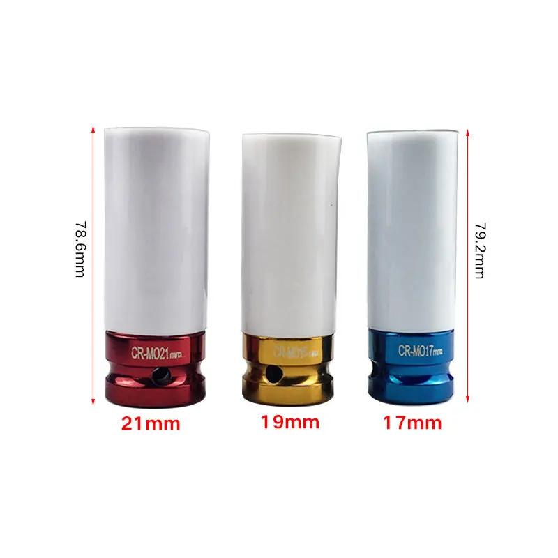 17 /19/ 21mm Colorful Sleeve Tire Protection Sleeve Wall Deep Impact Nut Socket Alloy Wheel