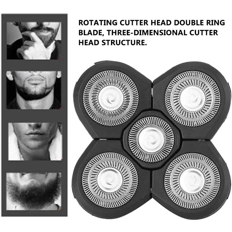 Testine di ricambio per lame a 5 testine testina galleggiante 5D rasoio elettrico facile da pulire adatto per rasoio viso e testa impermeabile