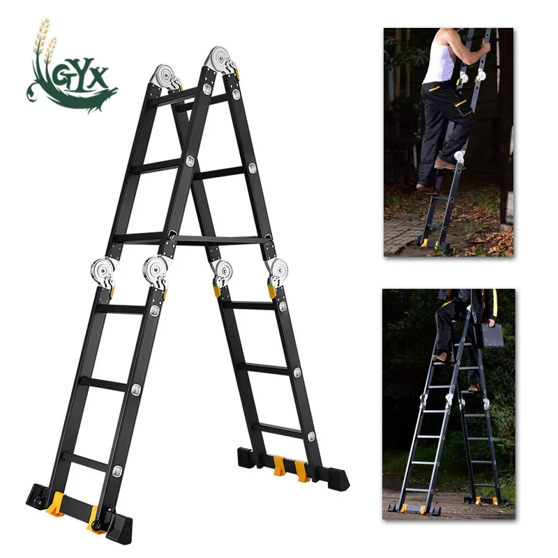 

Aluminum Alloy Telescopic Ladder Herringbone Ladder Home Thickened Folding Ladder Portable Multifunction Lift Engineering Stairs