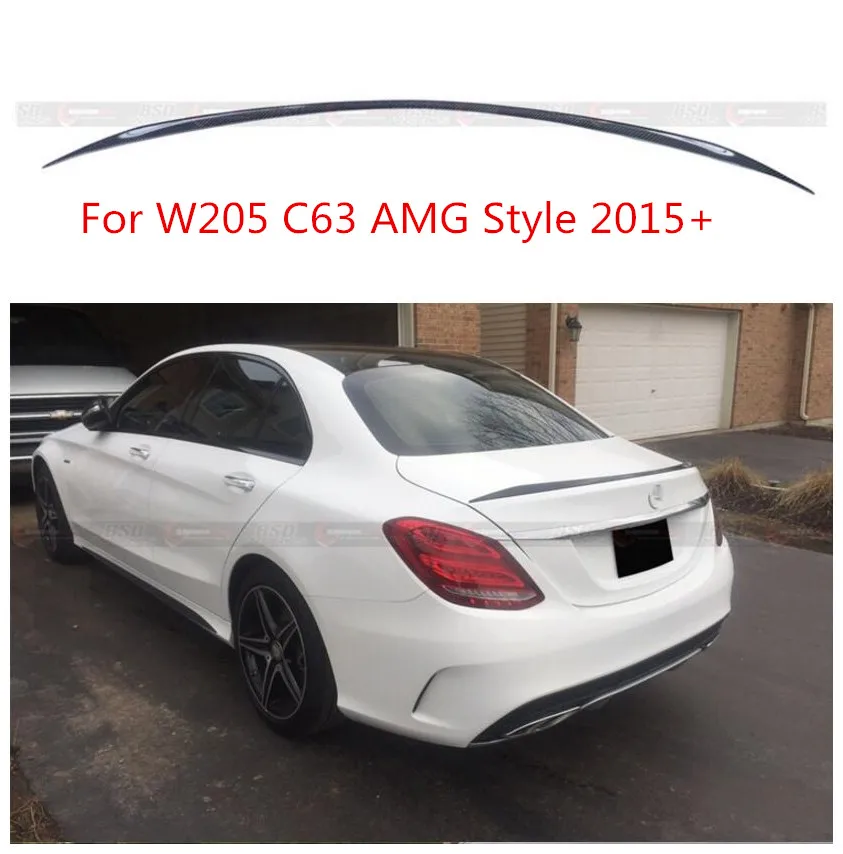 Carbon Fiber Car Rear Wing Trunk Lip Spoilers Fits For Mercedes w205 C63 AMG Benz C Class 4 Door Trunk Lid 2015-2017