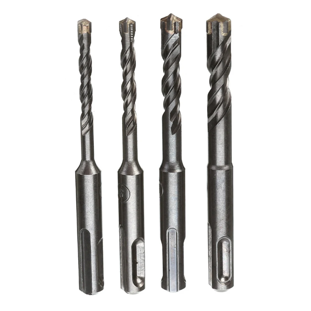 1Pieces 110mm SDS Plus Masonry Drill Bits Kit Multi-Point Carbide-Tipped Twin Spiral Hammer Drill Bits Set with Case