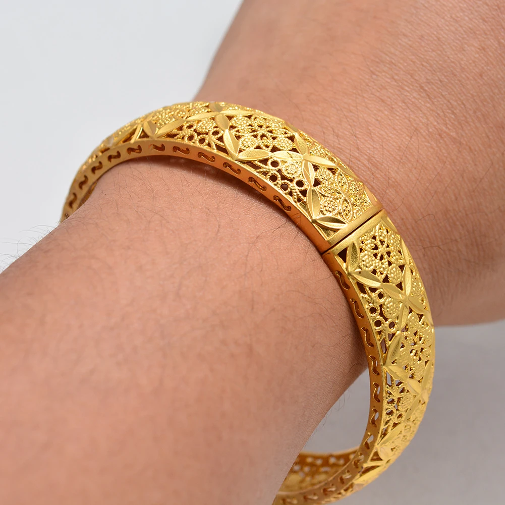 1pcs Dubai Arab Trendy Plated 24K Gold Multi shape  Bracelet Curb Cuban Chain Gold Color Bracelets Bangle For Men Women Jewelry