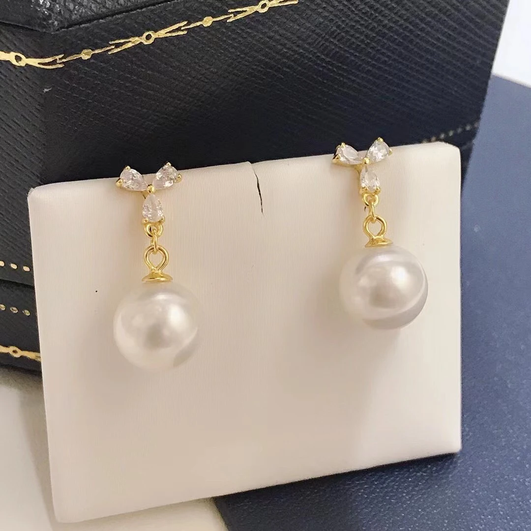

925 Sterling Silver Earrings Findings Settings Base Mountings Parts Mounts for Coral Pearls Agate Crystal Stones Beads