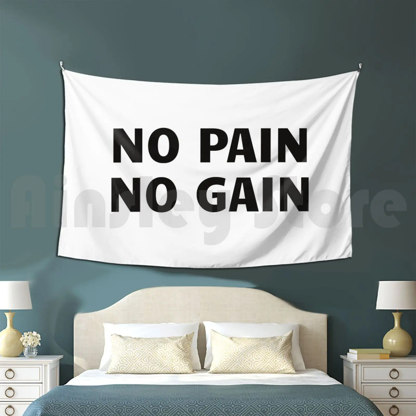 Powerlifting : No Pain , No Gain! Customized Tapestry Powerlifting Powerlifting Because Funny Saying