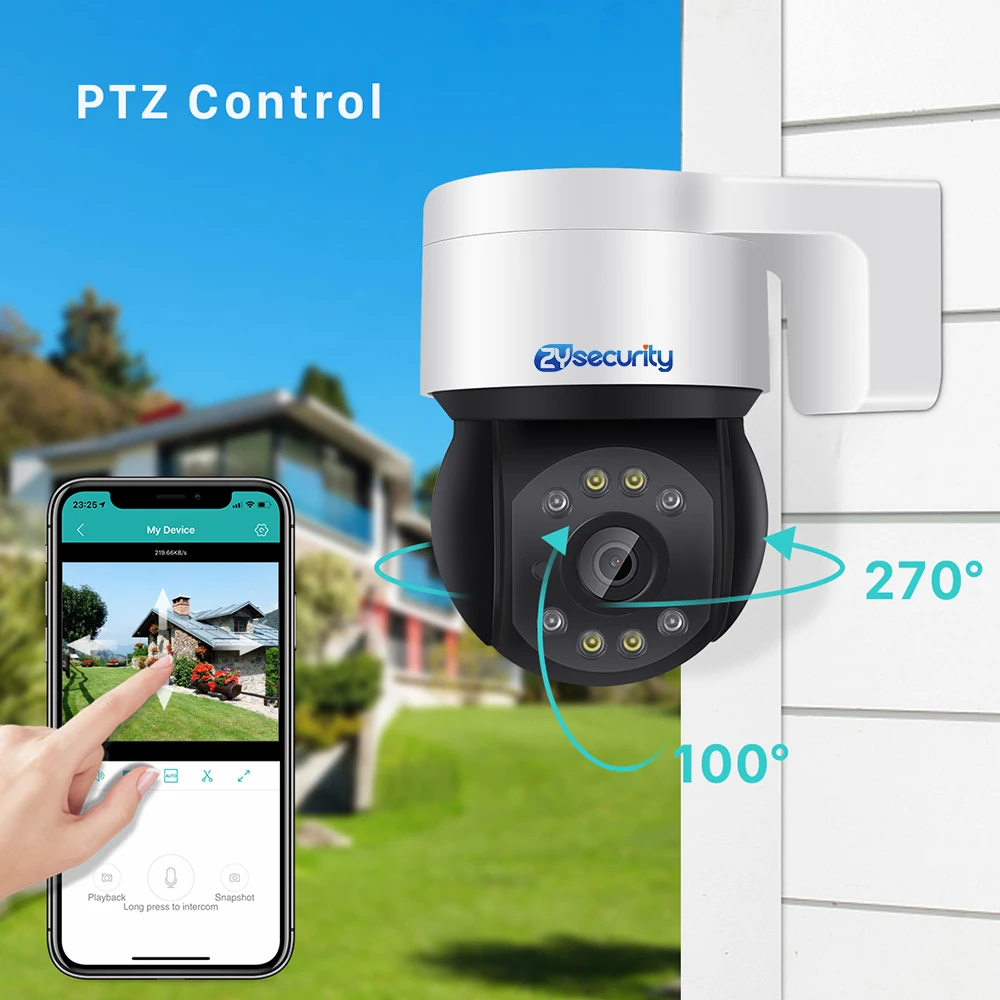 Top 1080P PoE IP PTZ Camera Outdoor Two Way Audio SD Card Slot Human Detect Color Night Vision Speed Dome Camera CCTV