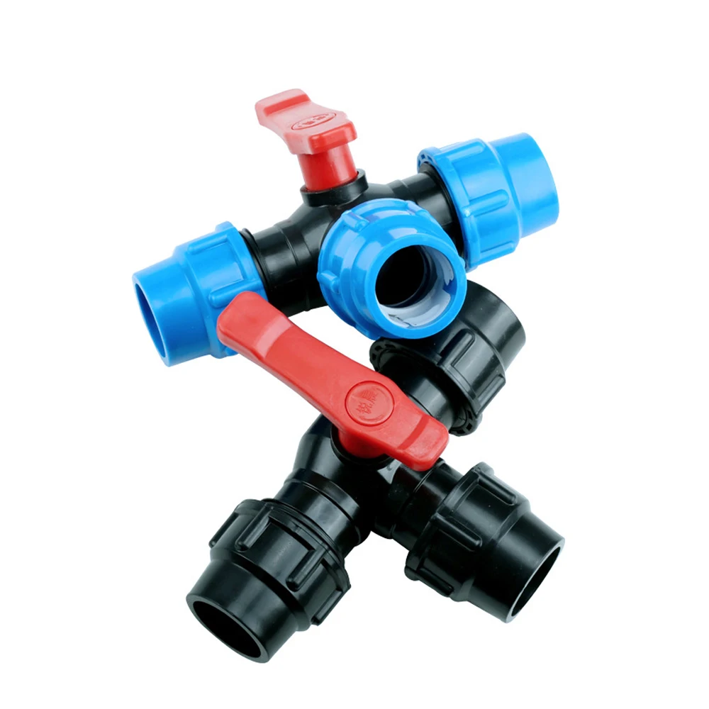 20/25/32mm Three-way Fast Connection Valve T-type Water Splitter PVC PE Pipe Fittings Quick Connector for Irrigation