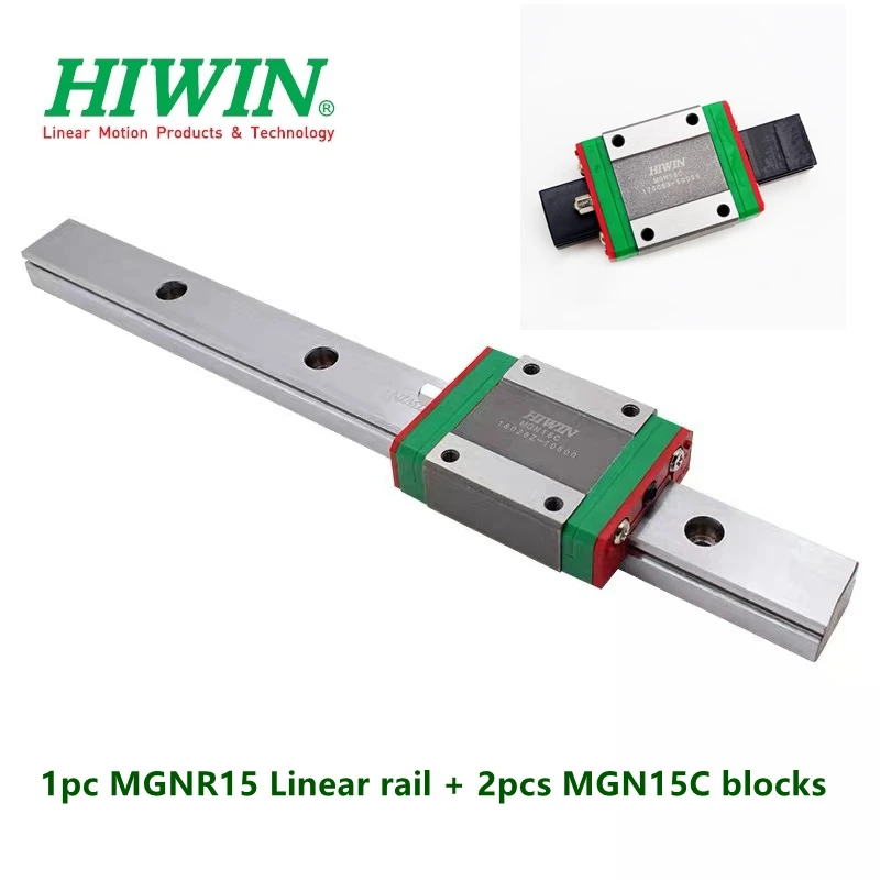 1pc Original Hiwin linear rail MGN15 100 150 200 250 300 330 350 400 450 500 600 mm MGNR15 guide + 2pcs MGN15C blocks cnc parts