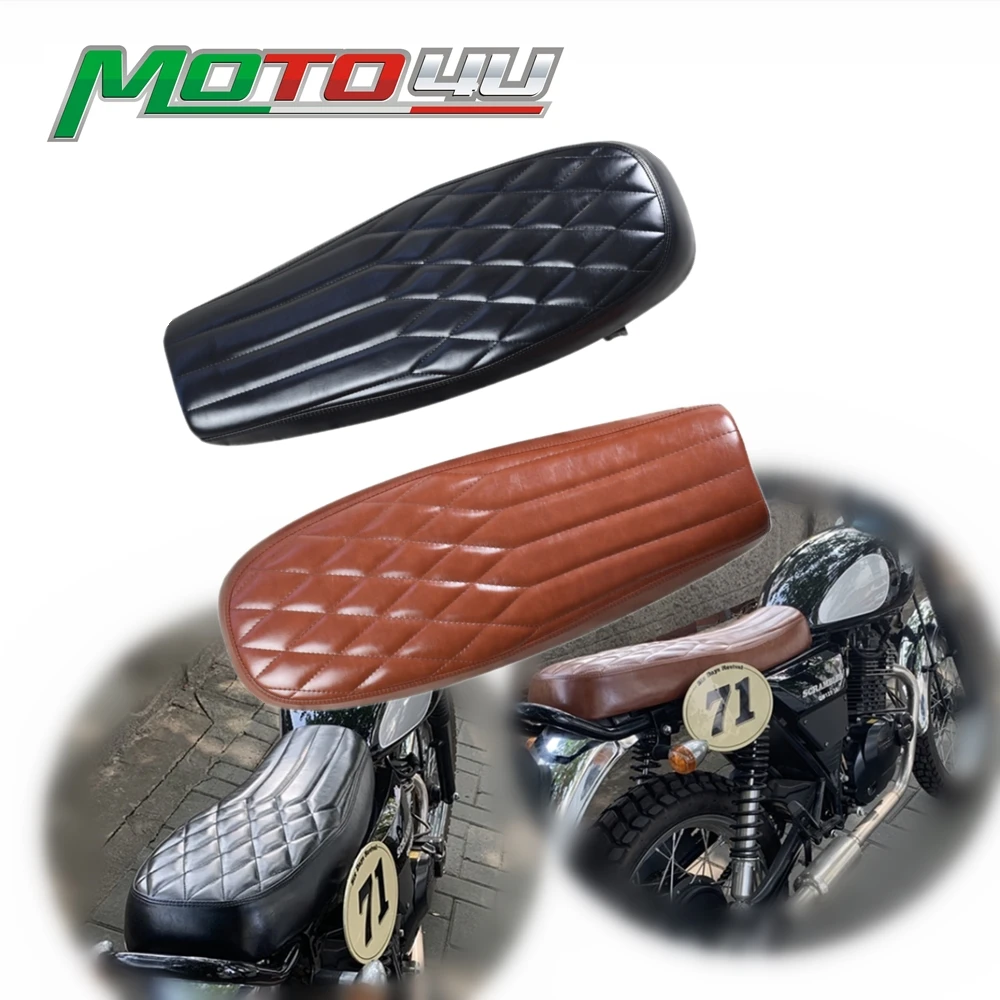 630MM Universal Vintage Motorcycle Seat Cushion Handmade Oldschool Classic Motorbike Stripe & Rhombus For MASH125 MUTT125 250