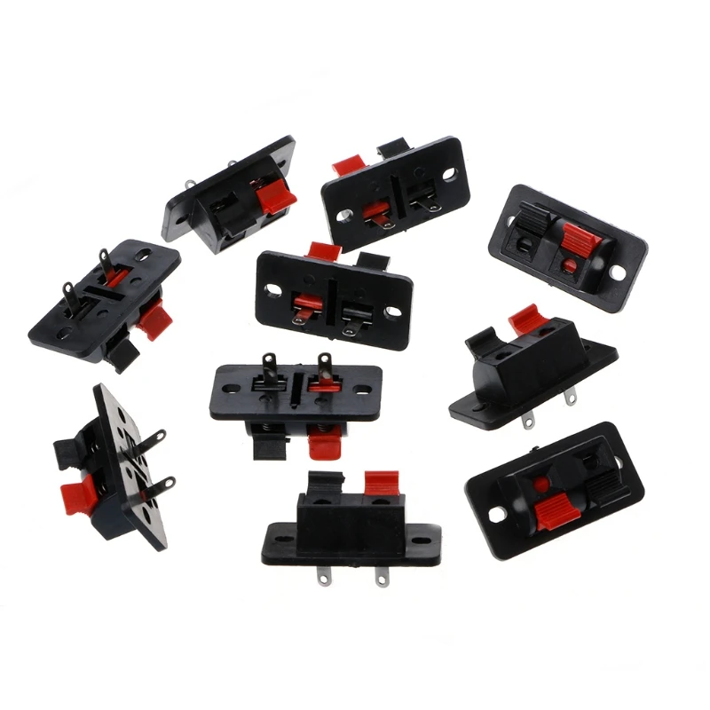 10 Pcs 2 Positions Terminal Connections Of Push Button Connector In Jack Spring Load Speaker Audio