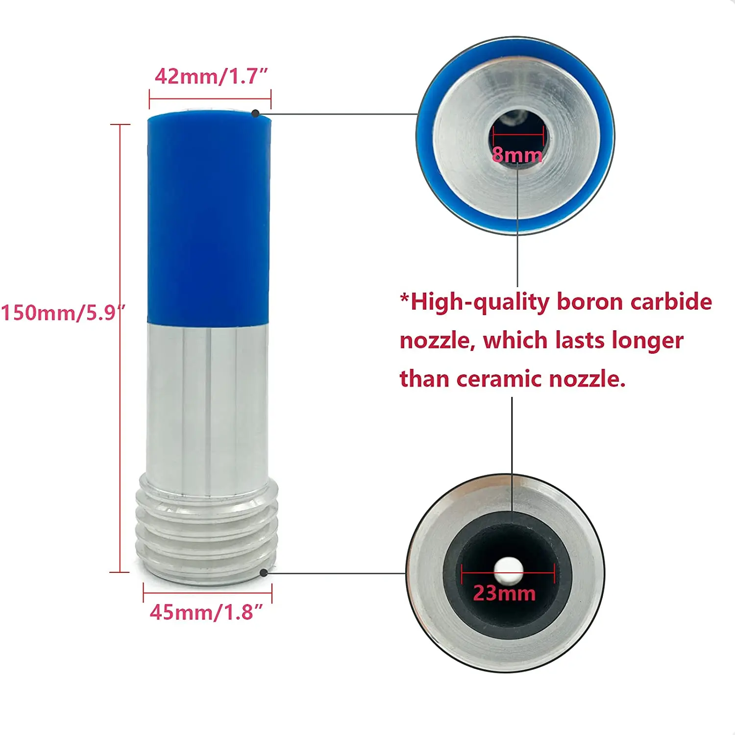 HOLDWIN Cao Cấp Sandblaster Vòi Phun 2 ''UNC Sợi Nhôm Áo Bo Carbide Phun Vòi Phun Lỗ 8/10Mm