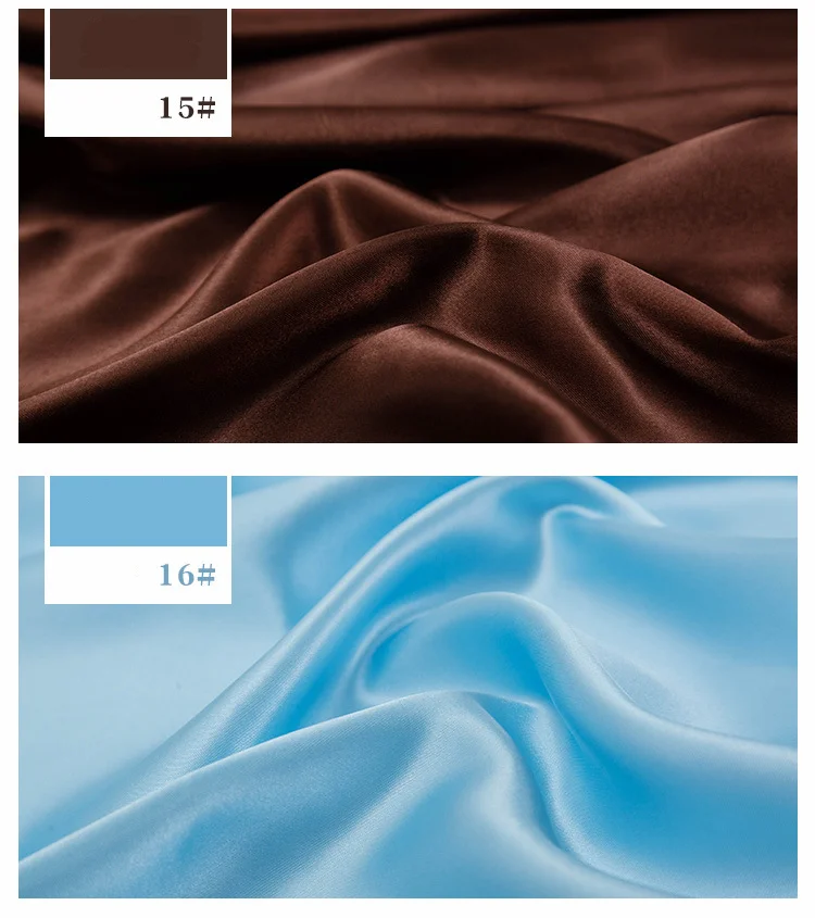 Imitierter Seidensatin-Stoff auf dem Hof, Futterstoffmaterial zum Nähen von Kleidern, Vorhängen, einfarbig, Schwarz, Weiß, Blau, Gold, Grün – Detail 13