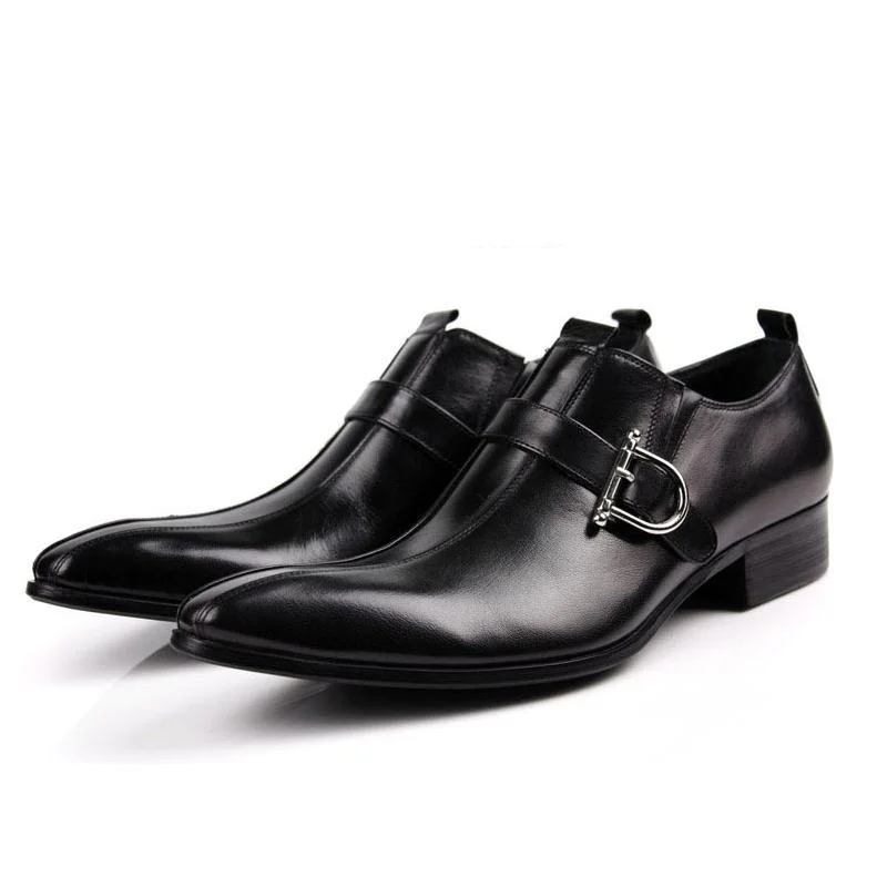 

Business Dress Genuine Leather Men Shoes England Trendy Office Work Shoes Pointed Toe Slip-On Black Brown Wedding Shoes 37-45