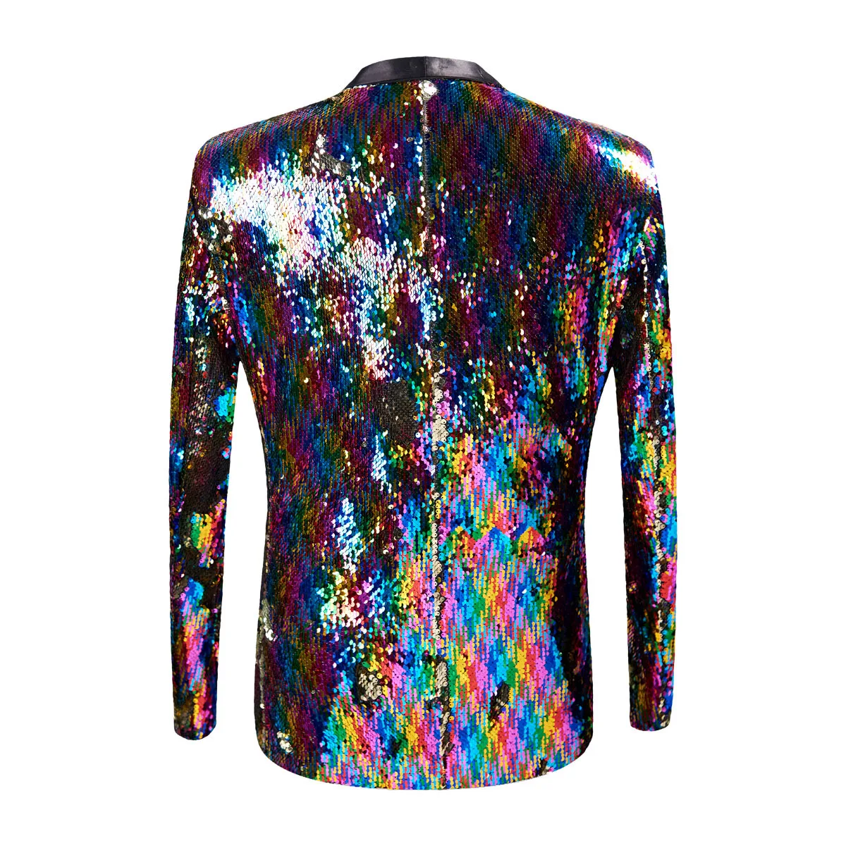 Multi-color Sequins Men's Stylish Gold Blazer Nightclub Bar Stage Singer Costume Evening Party Host Magician Show Mirror Tuxedo