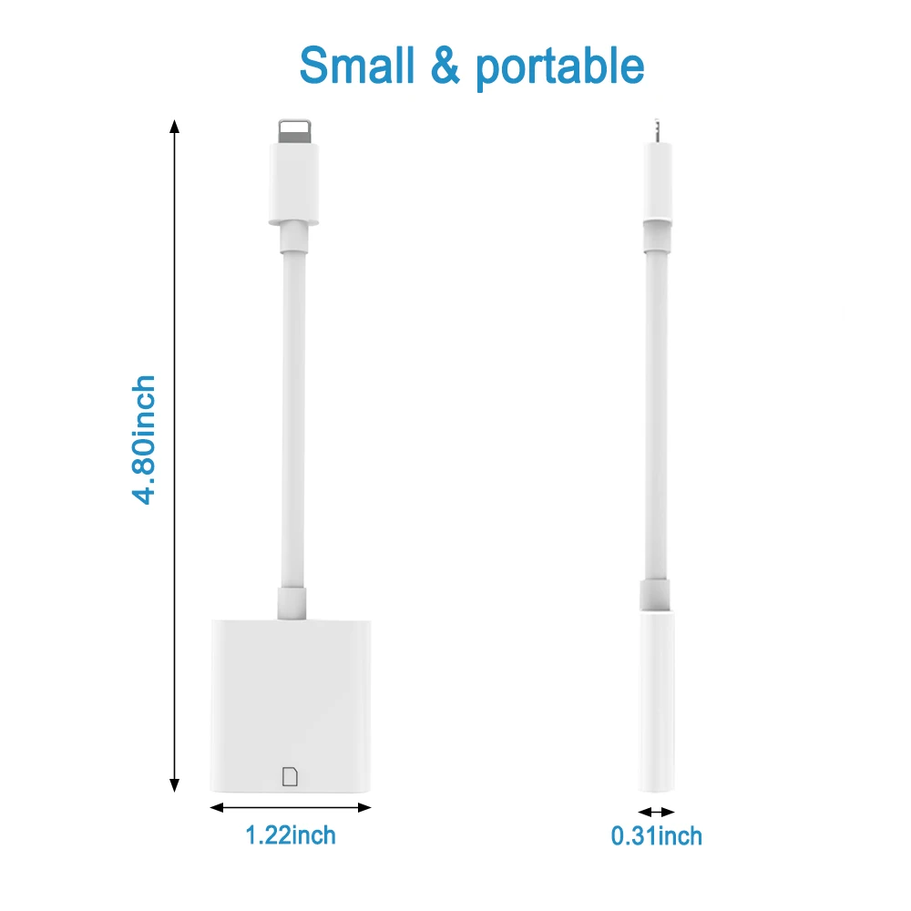 Lightning to SD Card Reader Adapter Smart Digital Camera Card Readers OTG for iPhone iPod Apple Memory Cards Use No APP Need