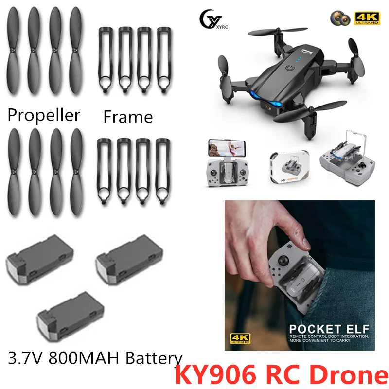 KY906 4K Mini โดรนอาร์ซีอะไหล่3.7V 800MAH แบตเตอรี่/ใบพัด/Protector KY906 Drone อุปกรณ์เสริม KY-906 KY906ใบมีดแบตเตอรี่