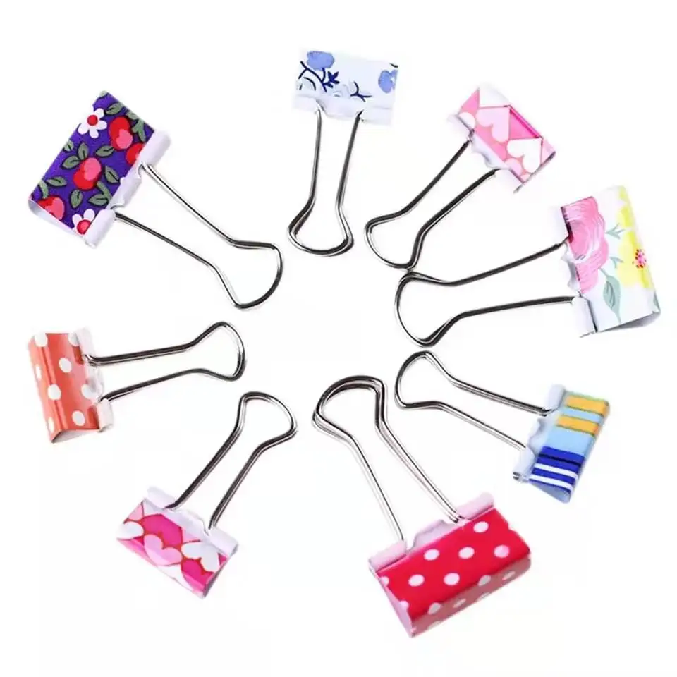 24 Teile/schachtel Kreative Niedlichen Cartoon Blumen Metall Rechnung Datei Test Papier Clip Bunte Schüler Lange Schwanz Clips Schule Büro Liefert