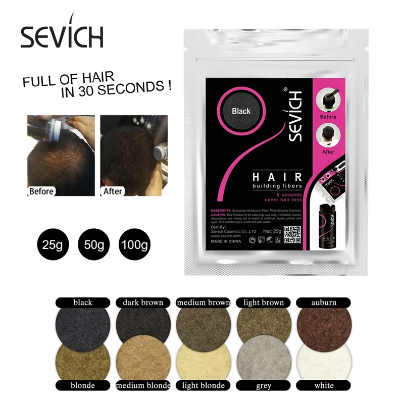 100G Haaruitval Gebouw Haarvezels Blender Verbergen Styling Vezel Haarpoeders Verdunning Keratine Wimper Extensie Zwart