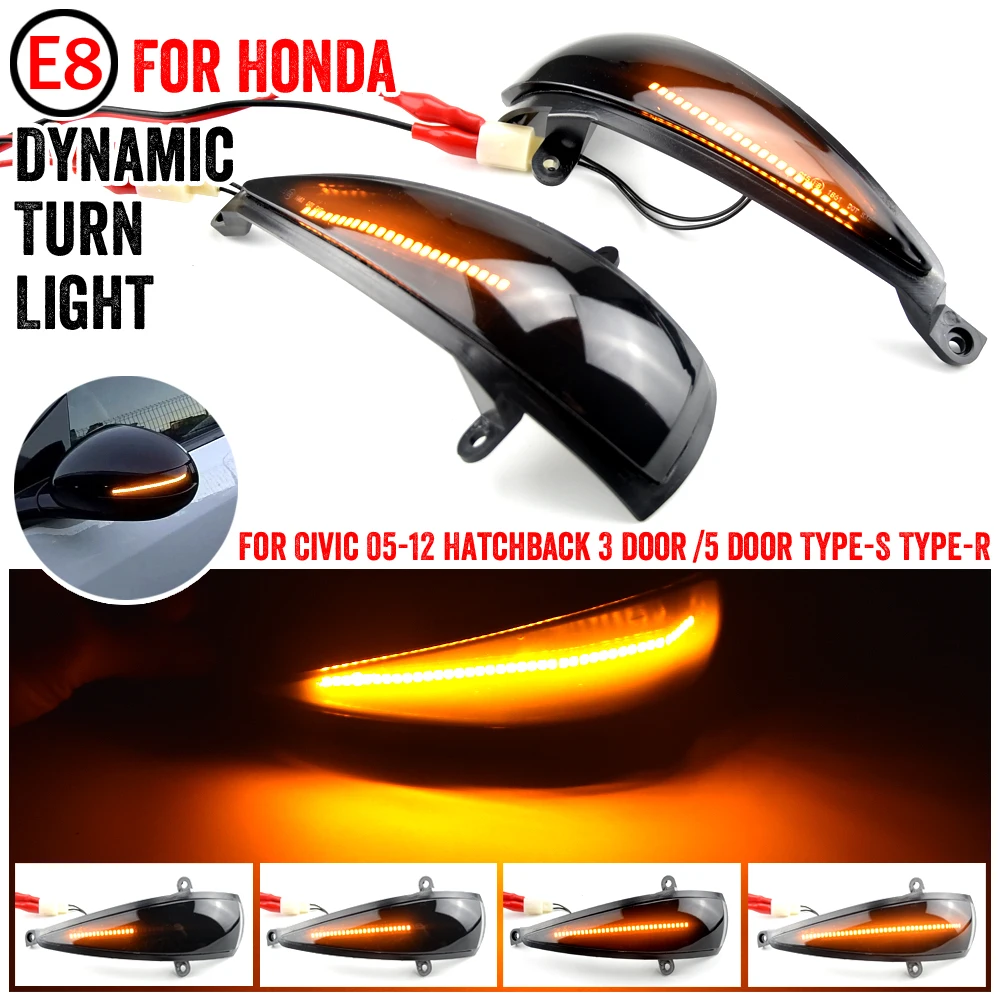 Dynamic Blinker for Honda Civic 8th Hatchback Coupe LED Turn Signal light arrow mirror indicator 2005 up FA1 FD1 FD2 FN2