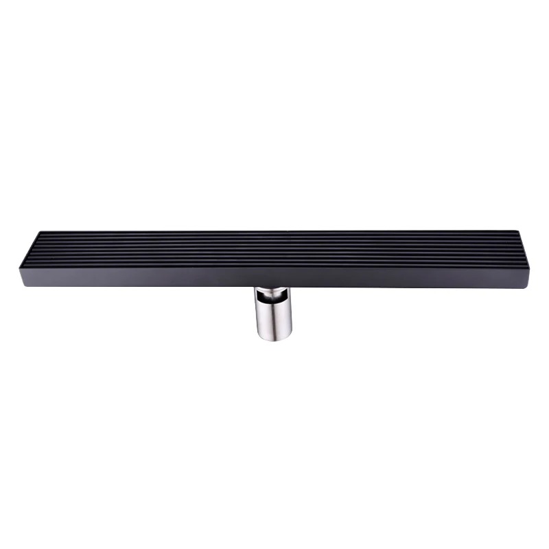 300/600/800/1000mm Black Top quality SUS304 stainless steel floor drain Bathroom shower room drainer rectangle Large water flow