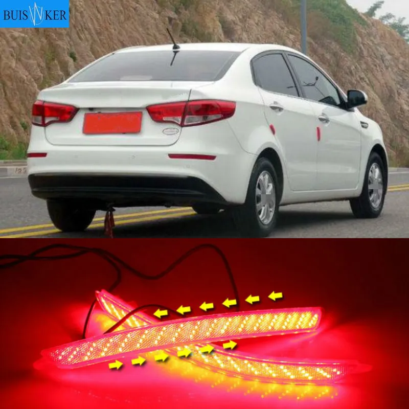 

2Pcs LED Rear Bumper Reflector Car Tail Light Fog Lamp Braking Driving Car Accessories For Kia Rio K2 Sedan 2015 2016