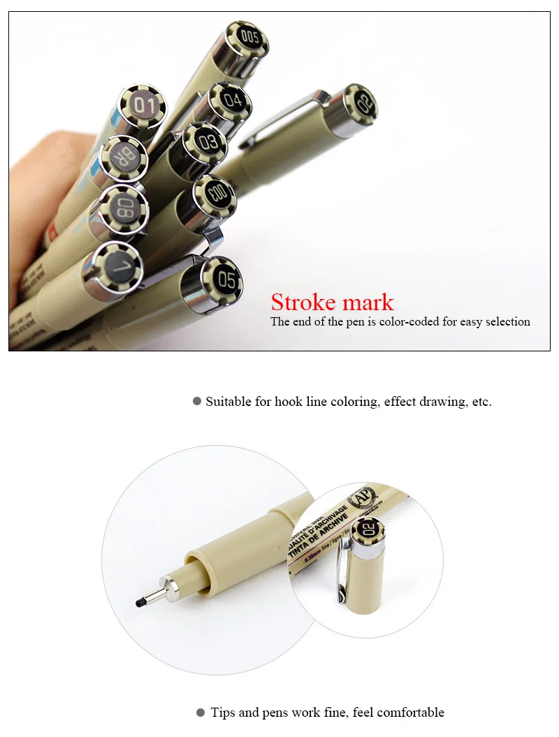 SAKURA/Sipa Pigma Micron Stift Nadel Zeichenstift 003 005 01 02 03 04 05 08 10 12 1 2 Pinselstift Wasserdichtes Kunsthandgezeichnetes Design – Detail 4