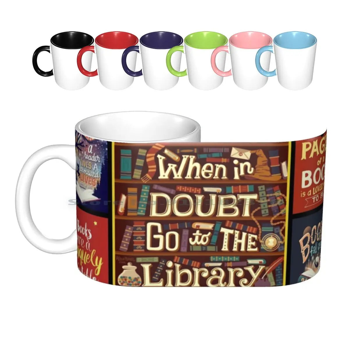 When In Doubt Go To The Library Ceramic Mugs Coffee Cups Milk Tea Mug Library Book Books Librarian Reading Bookworm Reader Read